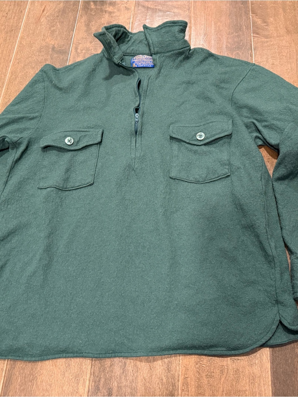 Pendleton Olive Green Wool Pullover Quarter Zip Youth Sz L